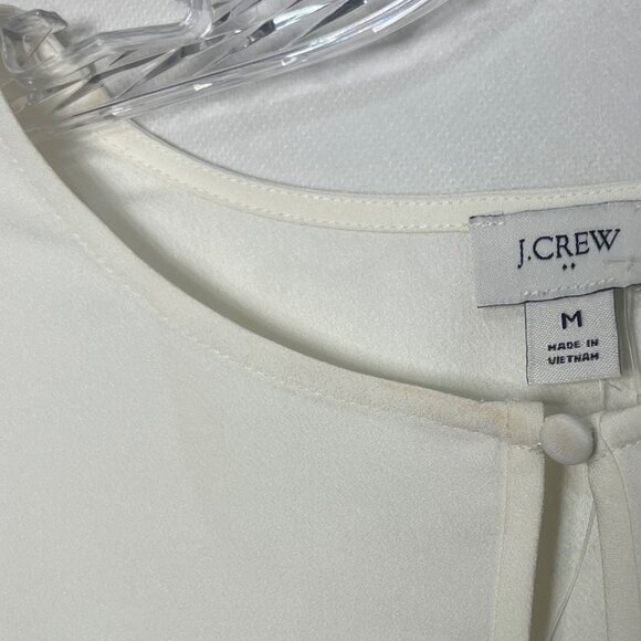 J Crew Long Sleeve Blouse Womens Medium Cream New Keyhole Neck New WOT - Picture 7 of 11